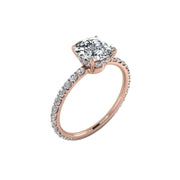 Bague de mariage diamant naturel coussin et diamants naturels ronds 0.50 carat or rose Sofia