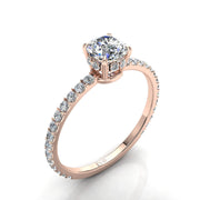 Bague de mariage diamant synthétique rond 0.80 carat or rose Sofia