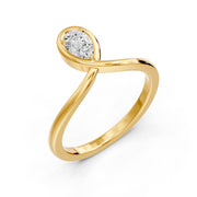 Bague solitaire 0.30 carat or jaune diamant poire Teodora