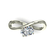 Solitaire bague diamant synthétique ovale 0.50 carat or blanc Raffaella