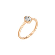 Solitaire bague diamant naturel ovale 0.50 carat serti perlé Alba