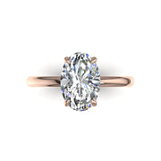 Solitaire bague diamant naturel ovale et diamants naturels ronds 0.70 carat or rose Romy