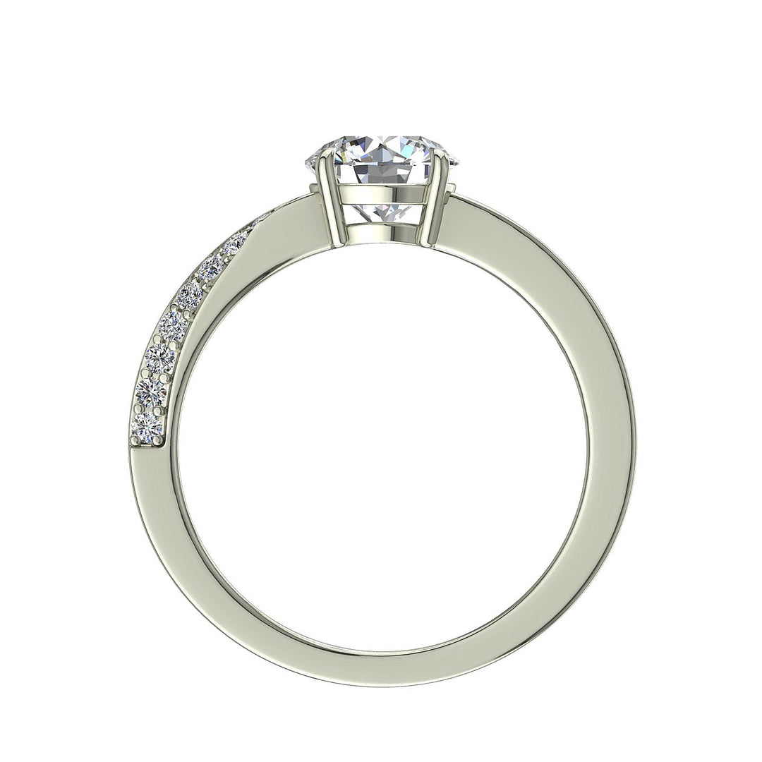 Bague Bianca solitaire diamant synthétique rond 0.75 carat or blanc