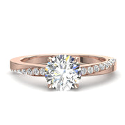 Bague Bianca solitaire diamant synthétique rond 0.75 carat or rose