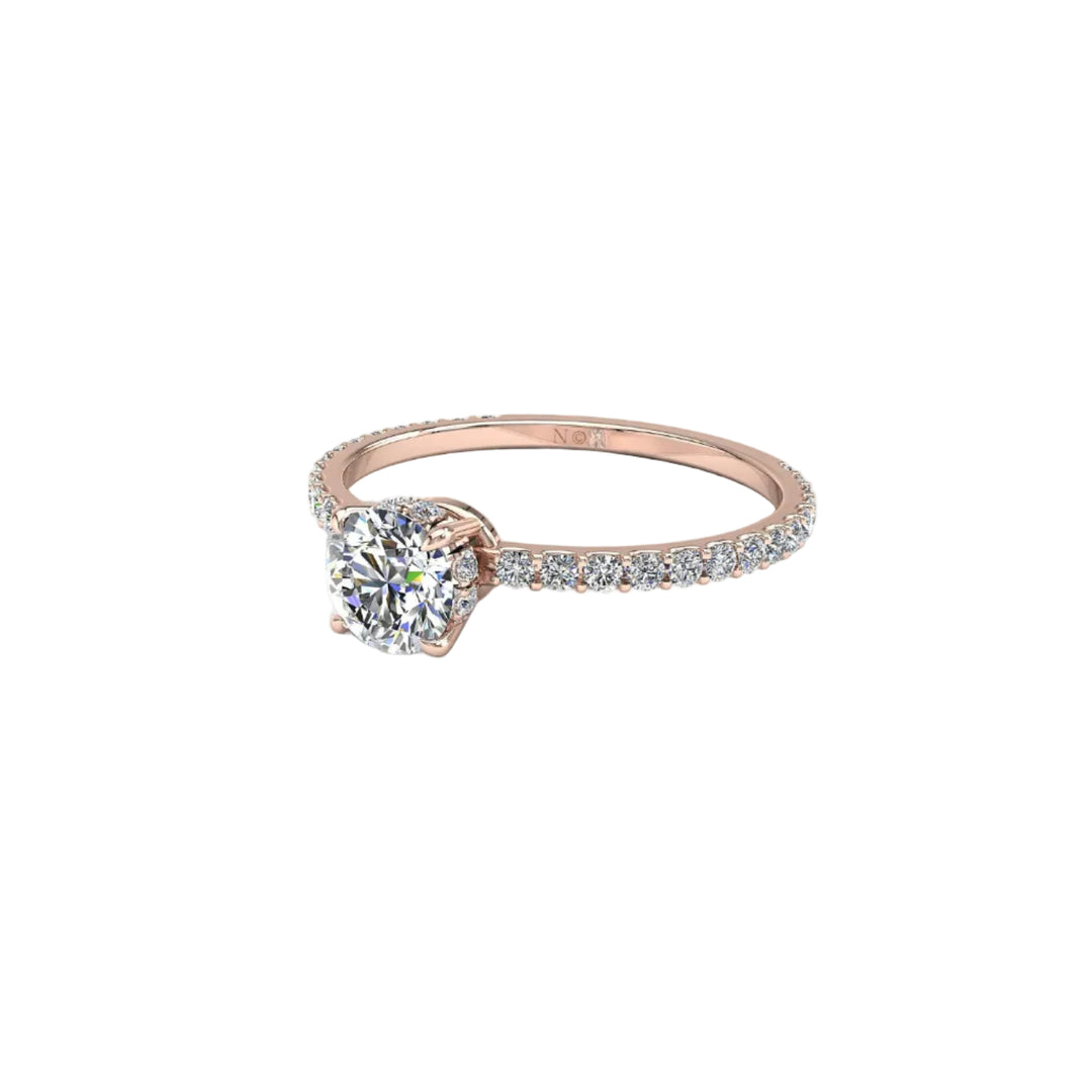 Bague solitaire 0,80 carat or rose diamant naturel rond Sofia