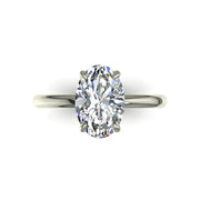 Solitaire diamant naturel ovale et diamants naturels ronds 0.90 carat or blanc Romy