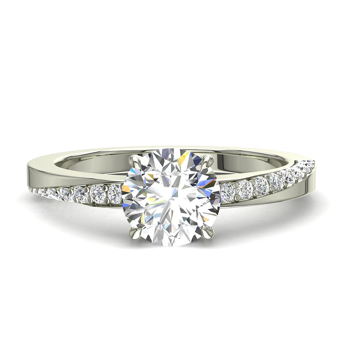 Bague de fiançailles diamant naturel rond 0.95 carat or blanc Bianca