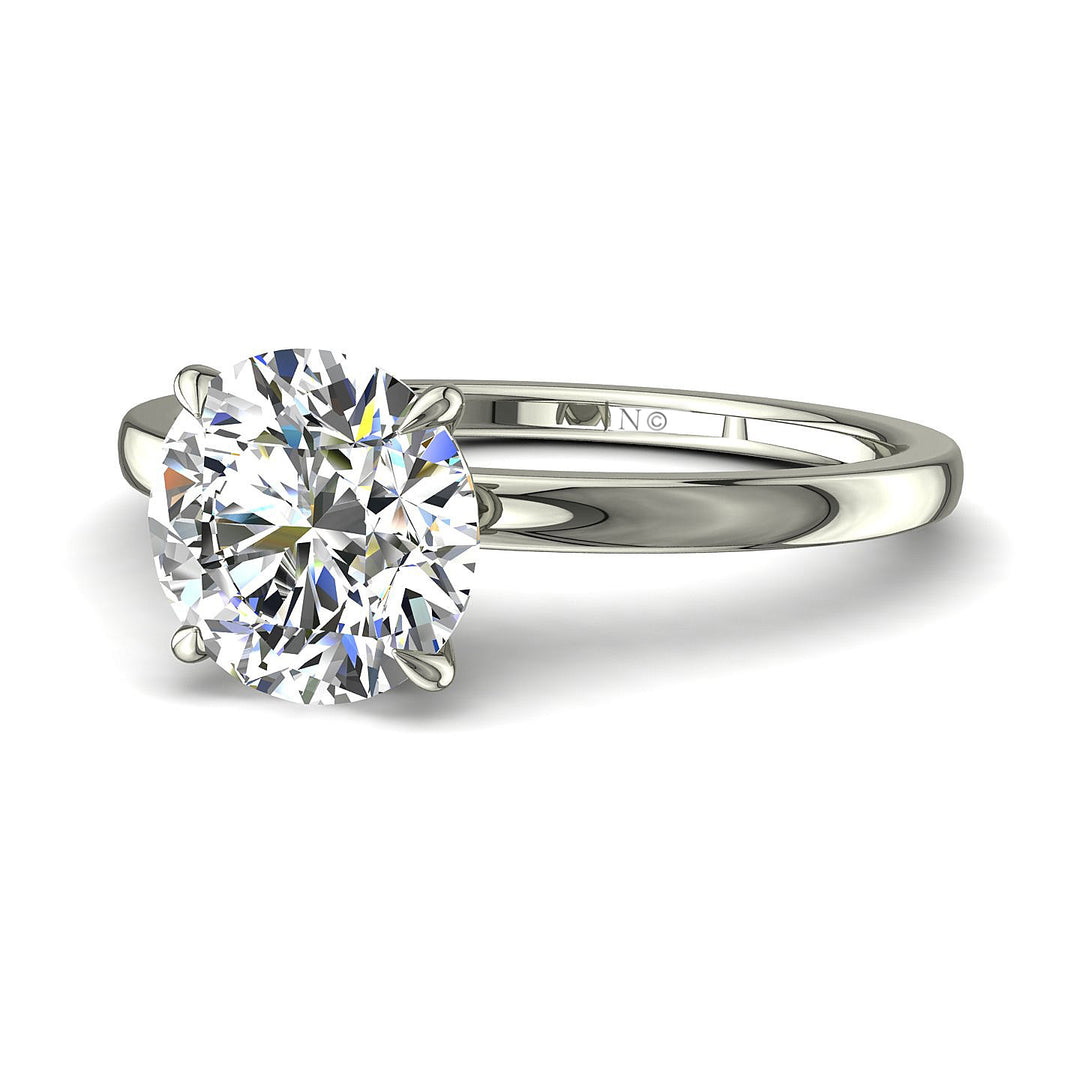 Solitaire diamant rond 1.00 carat or blanc Ely