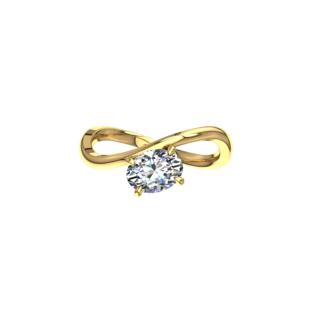 Bague Raffaella solitaire diamant naturel ovale 1.00 carat or jaune