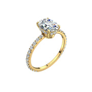 Bague diamant ovale et diamants ronds 1.00 carat or jaune Sofia