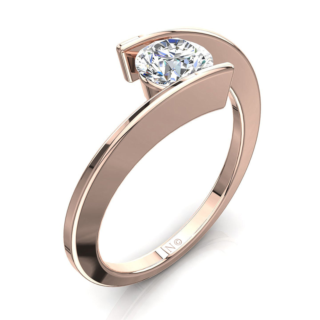 Solitaire diamant naturel rond Francesca 1.00 carat or rose