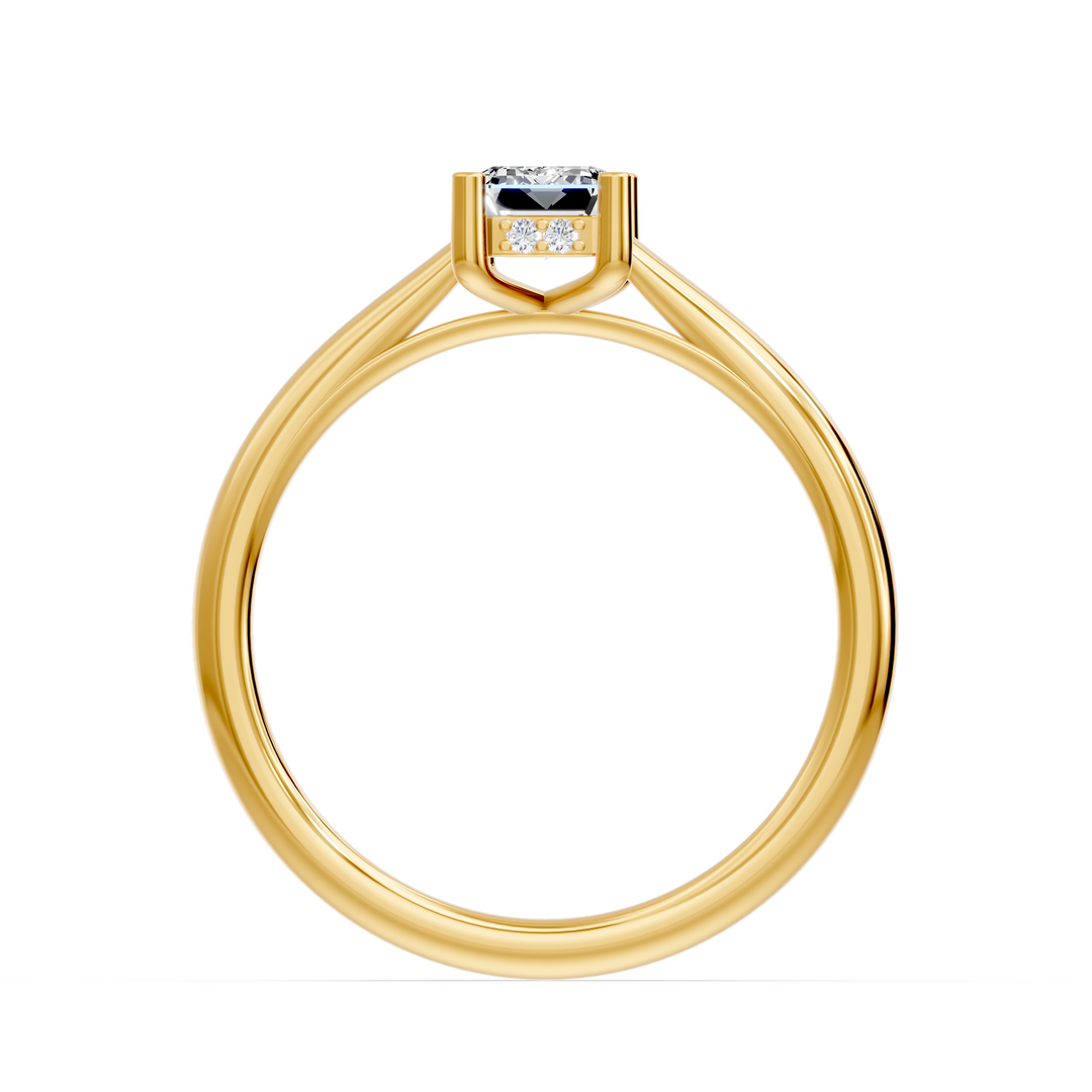 Bague de fiançailles diamant naturel Émeraude et diamants naturels ronds 1.02 carat or jaune 14 carats Felicia