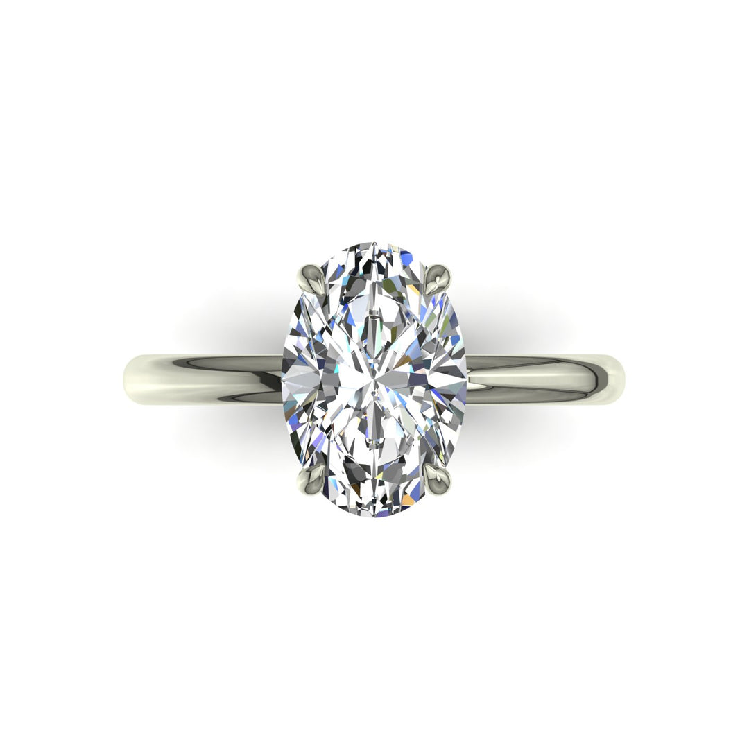 Bague de mariage diamant synthétique ovale et diamants synthétiques ronds 1.10 carat or blanc Romy