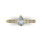 Load image into Gallery viewer, Solitaire diamant poire et diamants ronds Noémie 1.20 carat or jaune
