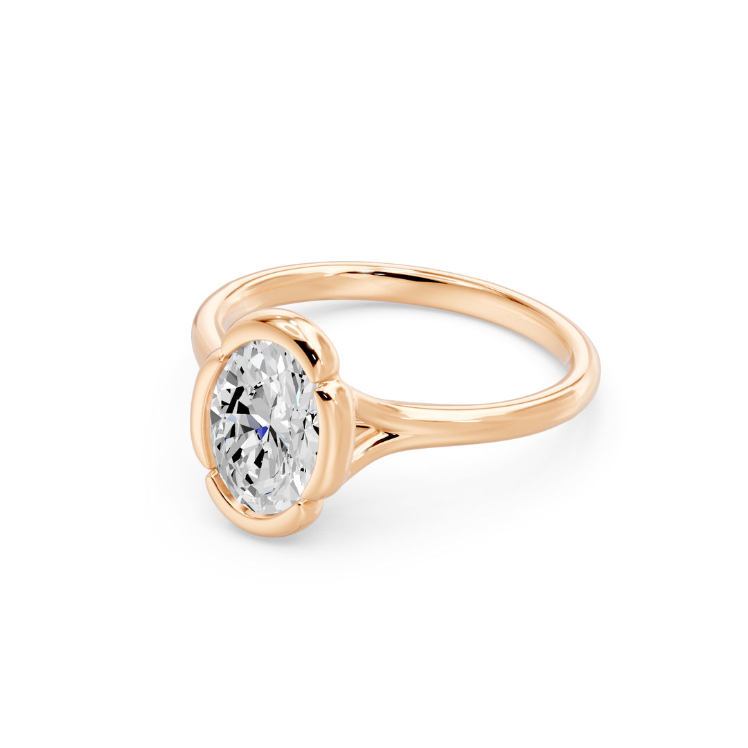 Bague diamant synthétique ovale 1.50 carat or rose 14 carats Georgia