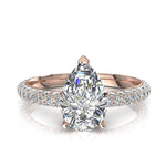 Load image into Gallery viewer, Bague diamant poire et diamants ronds 1.50 carat or rose Patrizia
