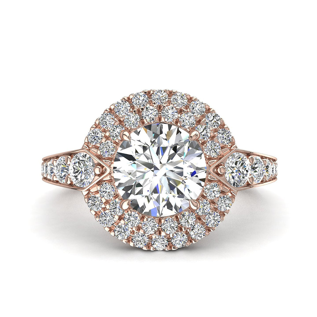 Solitaire diamant rond Arianna 1.60 carat or rose