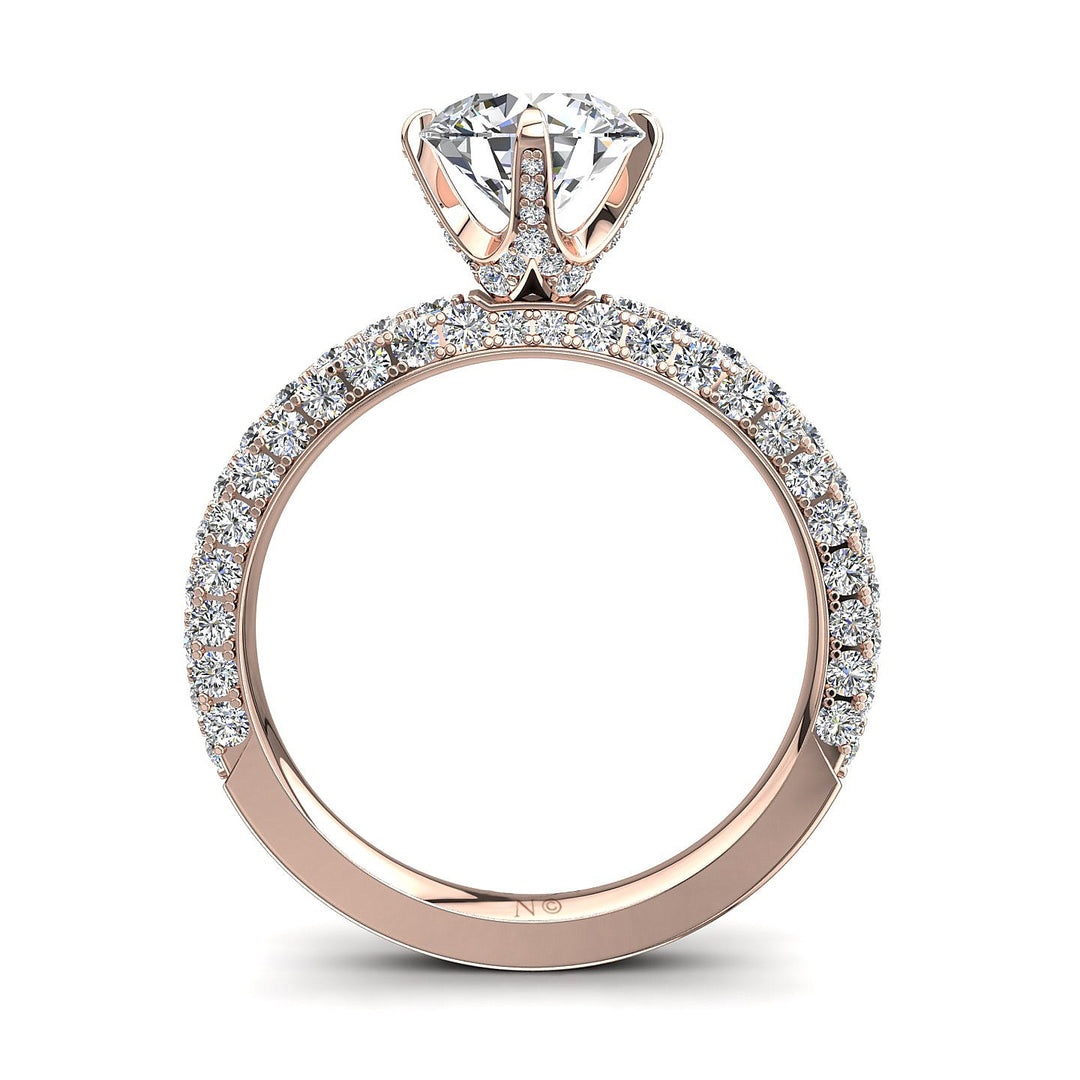 Bague Elisa solitaire diamant naturel rond 3.20 carats or rose
