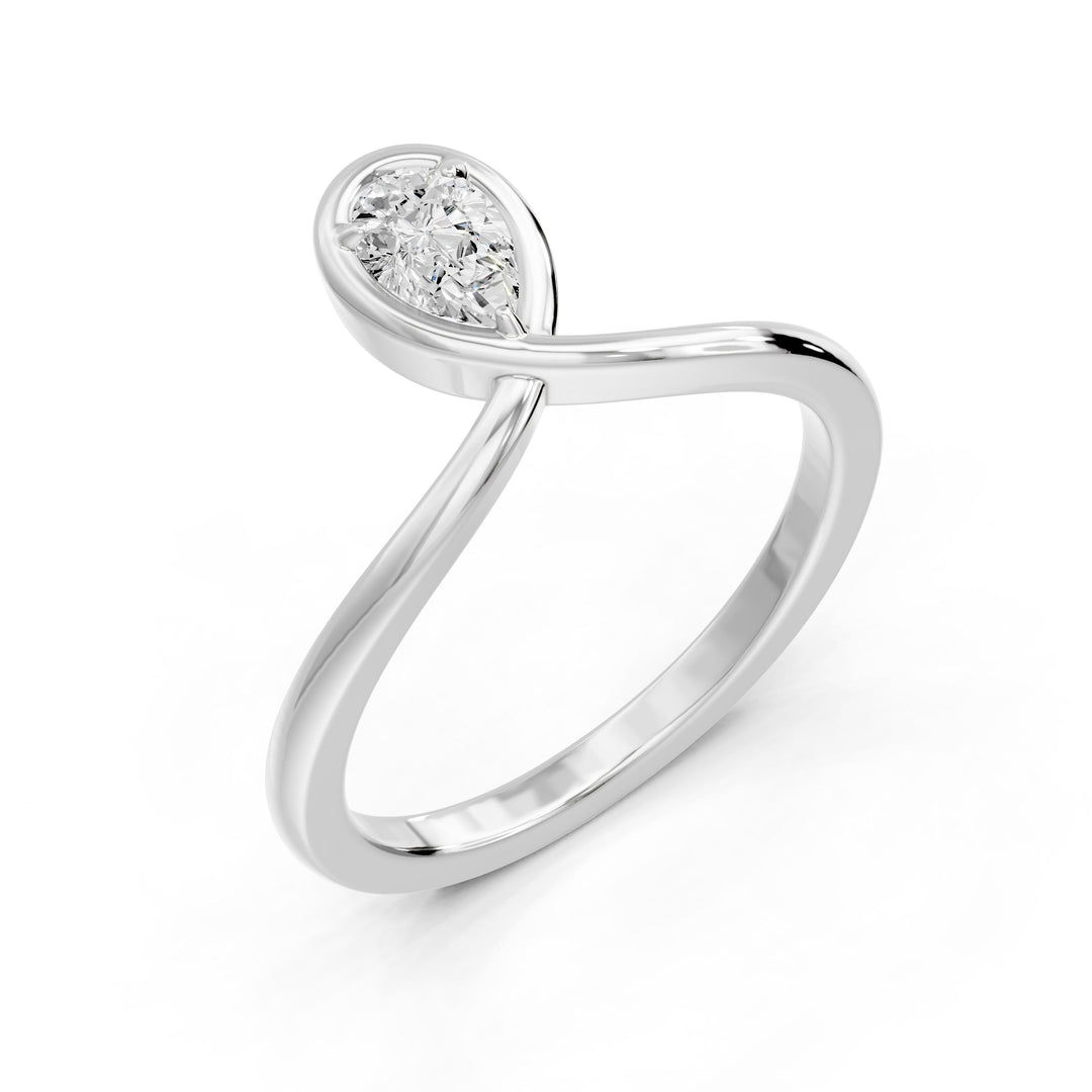 Solitaire diamant naturel poire 0.30 carat or blanc Teodora