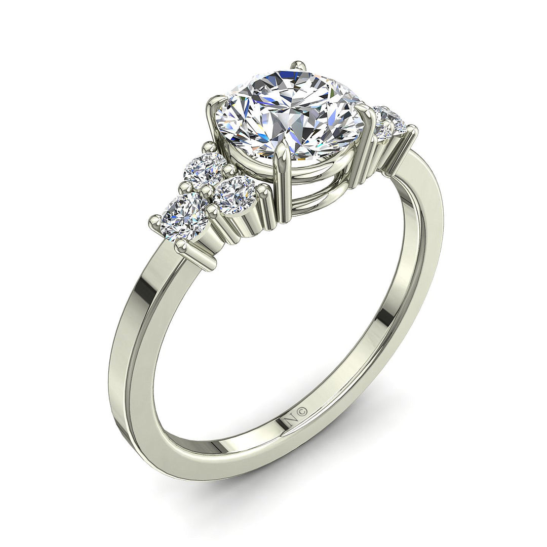 Solitaire Valentina bague diamant naturel rond 1.00 carat or blanc