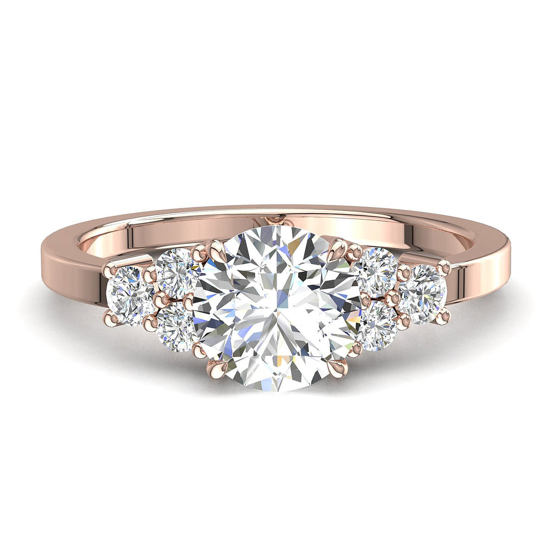 Solitaire Valentina bague diamant rond 1.25 carat or rose