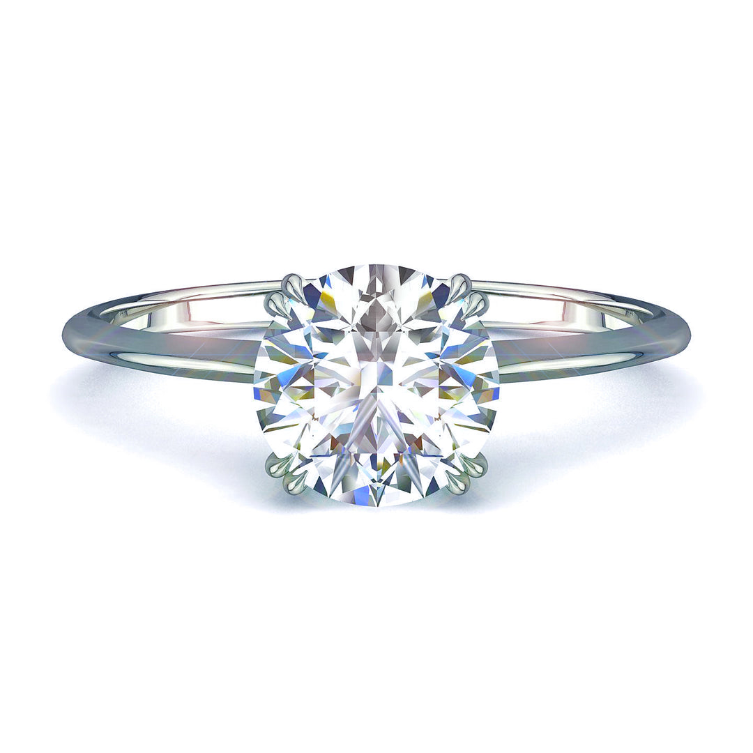 Solitaire diamant naturel rond 1.20 carat or blanc Vanessa