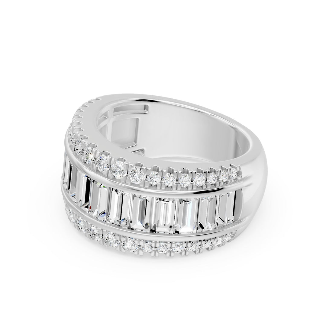 Solitaire diamants synthétiques baguettes et diamants synthétiques ronds Venezia 2.63 carats or blanc 14 carats