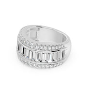 Solitaire diamants synthétiques baguettes et diamants synthétiques ronds Venezia 2.63 carats or blanc 14 carats