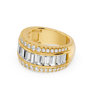 Solitaire diamants synthétiques baguettes et diamants synthétiques ronds Venezia 2.63 carats or jaune 14 carats