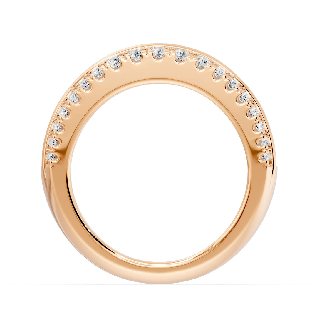 Bague solitaire 2.63 carats or rose 14 carats diamants synthétiques baguettes et diamants synthétiques ronds Venezia