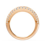 Bague solitaire 2.63 carats or rose 14 carats diamants synthétiques baguettes et diamants synthétiques ronds Venezia
