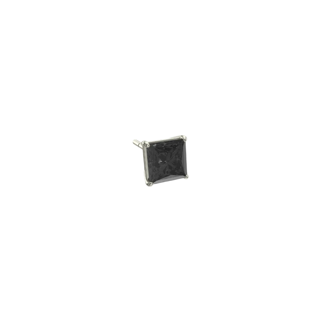 Boucle d'oreille diamant noir princesse 0.50 carat or blanc Dante