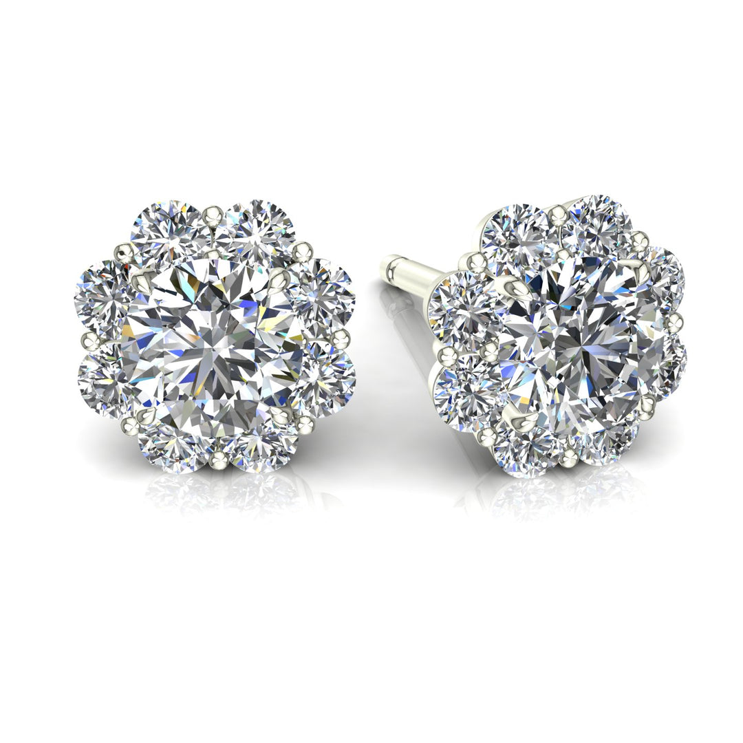 Boucles d'oreilles diamant naturel rond 1.16 carat or blanc Milena