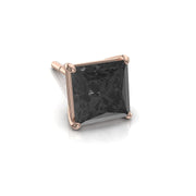 Boucles d'oreilles diamant noir princesse 0.50 carat or rose Dante