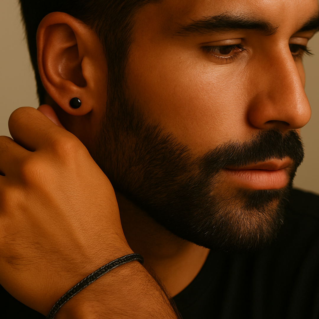 Boucles d'oreilles diamant noir rond 0.50 carat or rose Dante