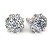 Boucles d'oreilles diamant rond 1.16 carat or rose Milena