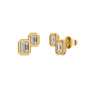 Boucles d'oreilles diamants naturels Émeraudes 0.75 carat or jaune Calista