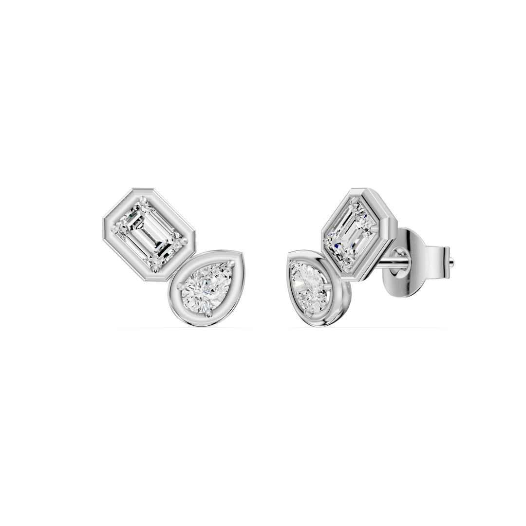 Boucles d'oreilles diamants naturels Émeraudes et diamants naturels poires 0.75 carat or blanc Rosella