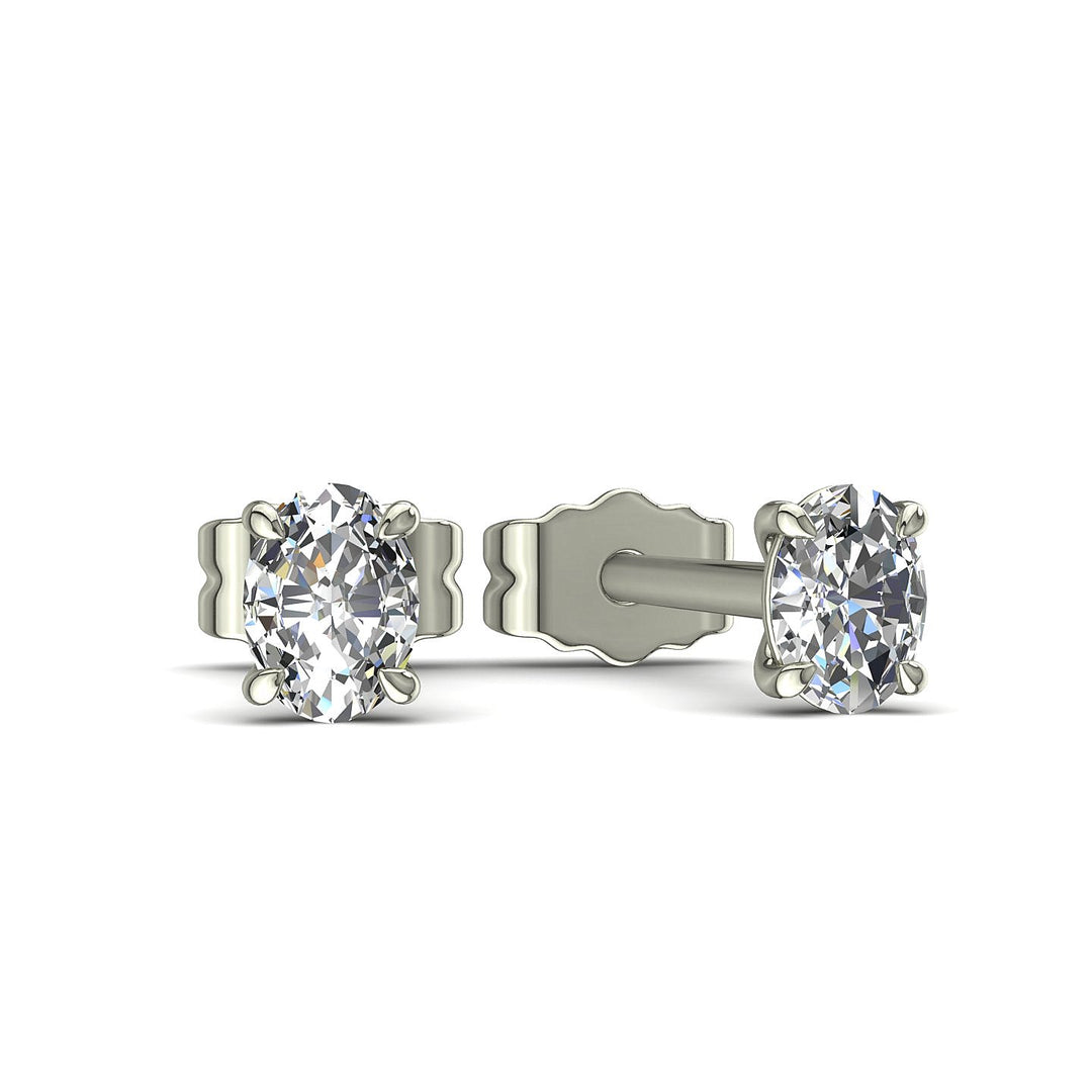 Boucles d'oreilles diamants naturels ovales 0.20 carat or blanc Marcella