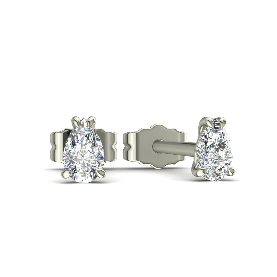 Boucles d'oreilles diamants naturels poires 0.20 carat or blanc Mariella