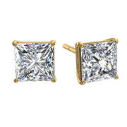Boucles d'oreilles diamants naturels princesses 1.20 carat or jaune Eleonora