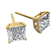 Boucles d'oreilles diamants naturels princesses 1.60 carat or jaune Eleonora