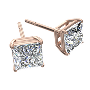 Boucles d'oreilles diamants naturels princesses 1.60 carat or rose Eleonora