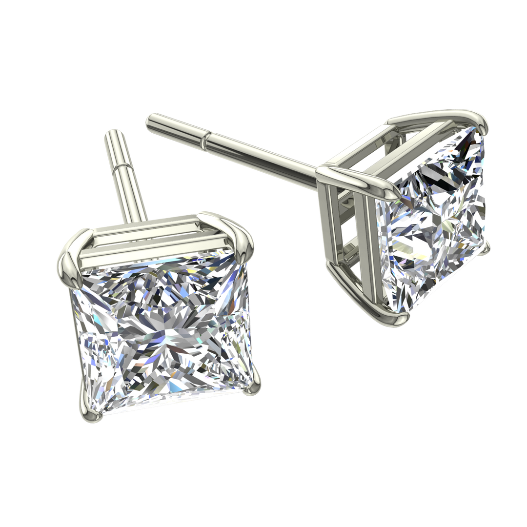 Boucles d'oreilles diamants naturels princesses 2.00 carat or blanc Eleonora