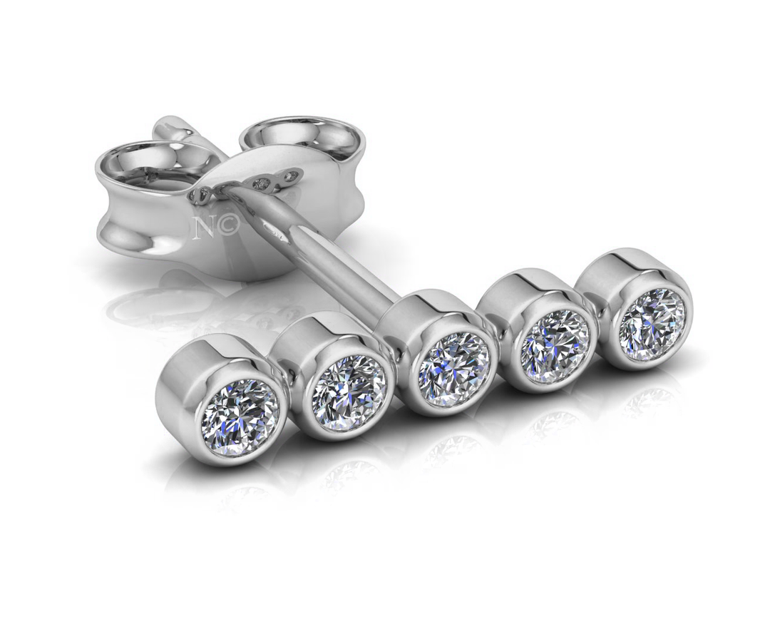 Boucles d'oreilles diamants naturels ronds 0.05 carat or blanc Paola