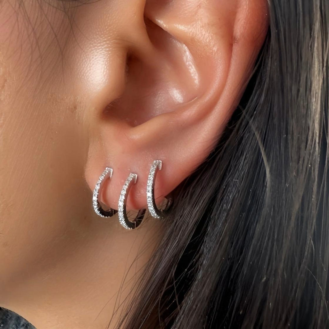 Boucles d'oreilles diamants naturels ronds 0.08 carat or blanc Beatrice