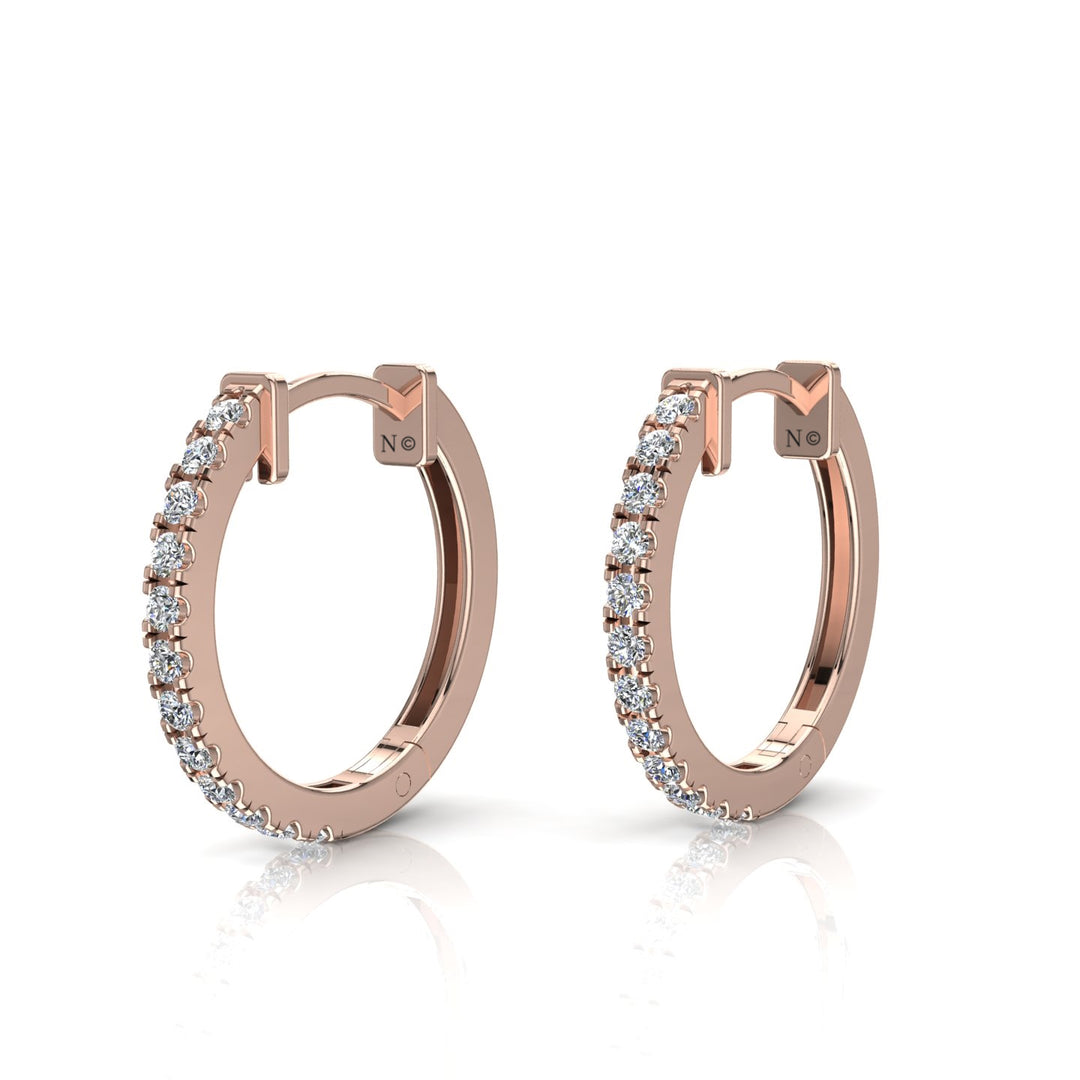 Boucles d'oreilles diamants naturels ronds 0.16 carat or rose Beatrice