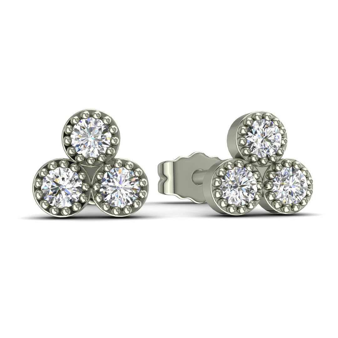Boucles d'oreilles diamants naturels ronds 0.30 carat or blanc Liliana
