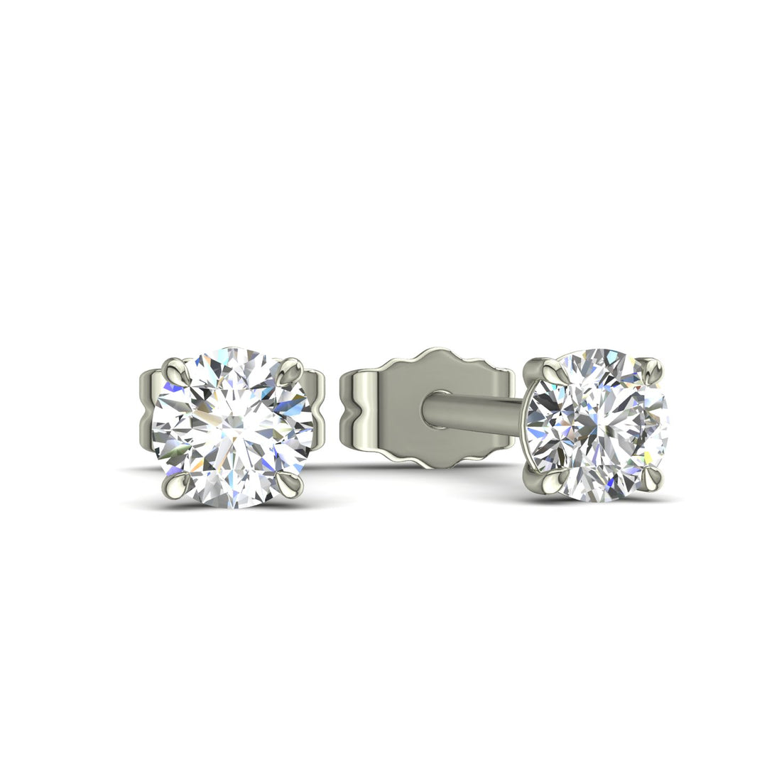 Boucles d'oreilles diamants naturels ronds 0.30 carat or blanc Lorenza