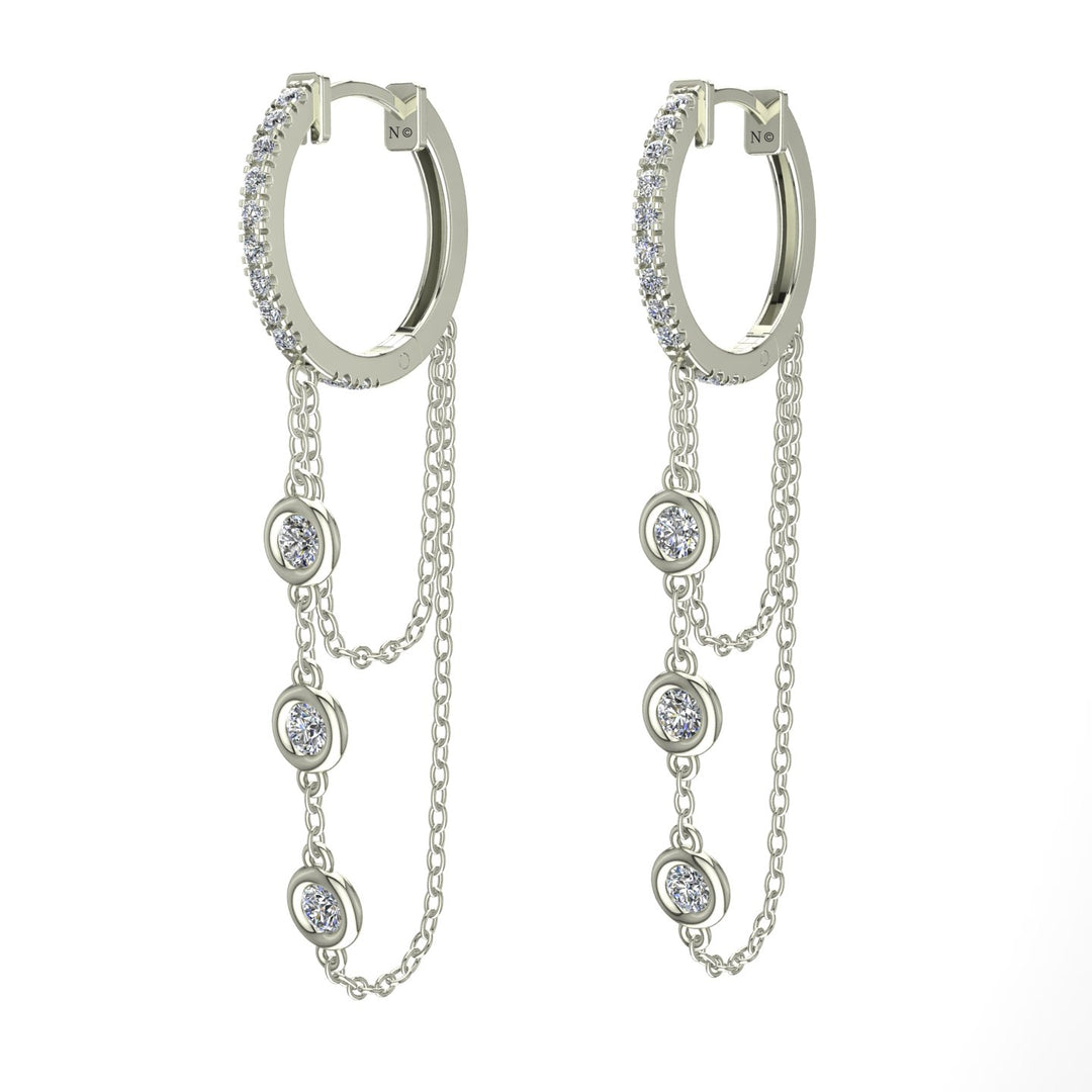 Boucles d'oreilles diamants naturels ronds 0.42 carat or blanc Benedetta